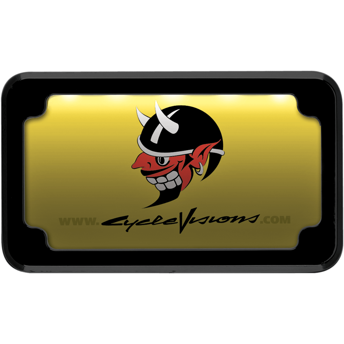 CYCLE VISIONS Beveled License Plate Frame Black with Plate Light