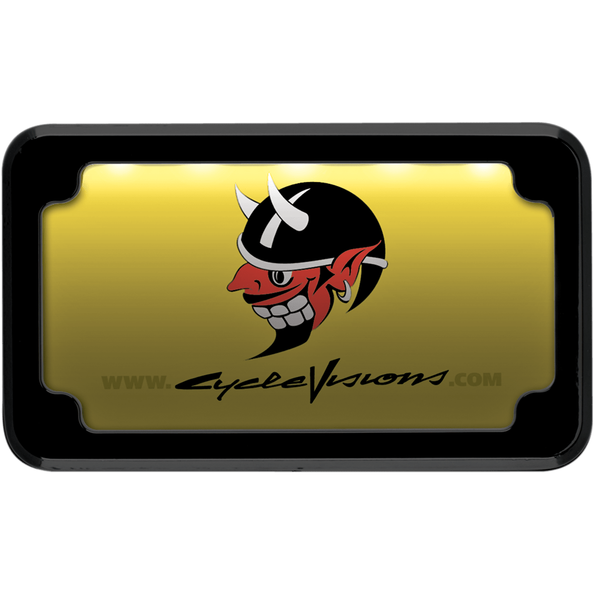 CYCLE VISIONS Beveled License Plate Frame Black with Plate Light