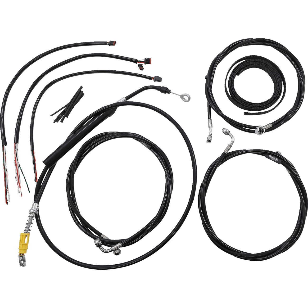 LA CHOPPERS Handlebar Cable/Brake Line Kit Complete 15" 17" Handlebars Black Vinyl LA8056KT216B