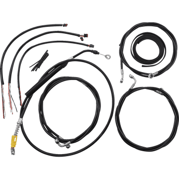 LA CHOPPERS Handlebar Cable/Brake Line Kit Complete 15" 17" Handlebars Black Vinyl LA8056KT216B