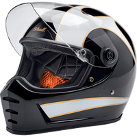 BILTWELL Lane Splitter Helmet Gloss Black/White Flames 2XL 1004570506