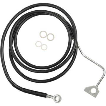 DRAG SPECIALTIES Brake Line Front Upper Black +8" with ABS