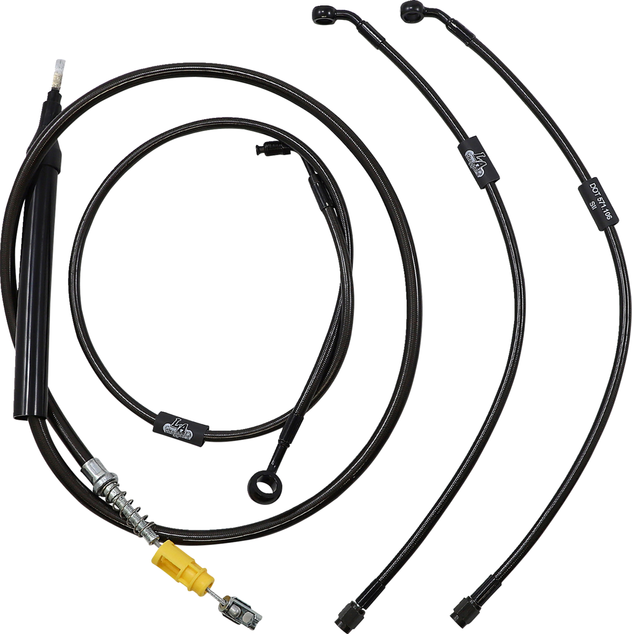 LA CHOPPERS Handlebar Cable/Brake Line Kit Quick Connect 15" 17" Ape Hanger Handlebars Midnight LA8157KT16M