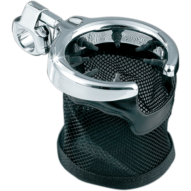 KURYAKYN Drink Holder w/ Basket Universal 1-1/4" Handlebars Chrome KUR1475