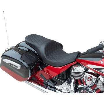 DRAG SPECIALTIES Low Profile Touring Seat Double Diamond Black Stitch Solar Reflective Indian '14-'22