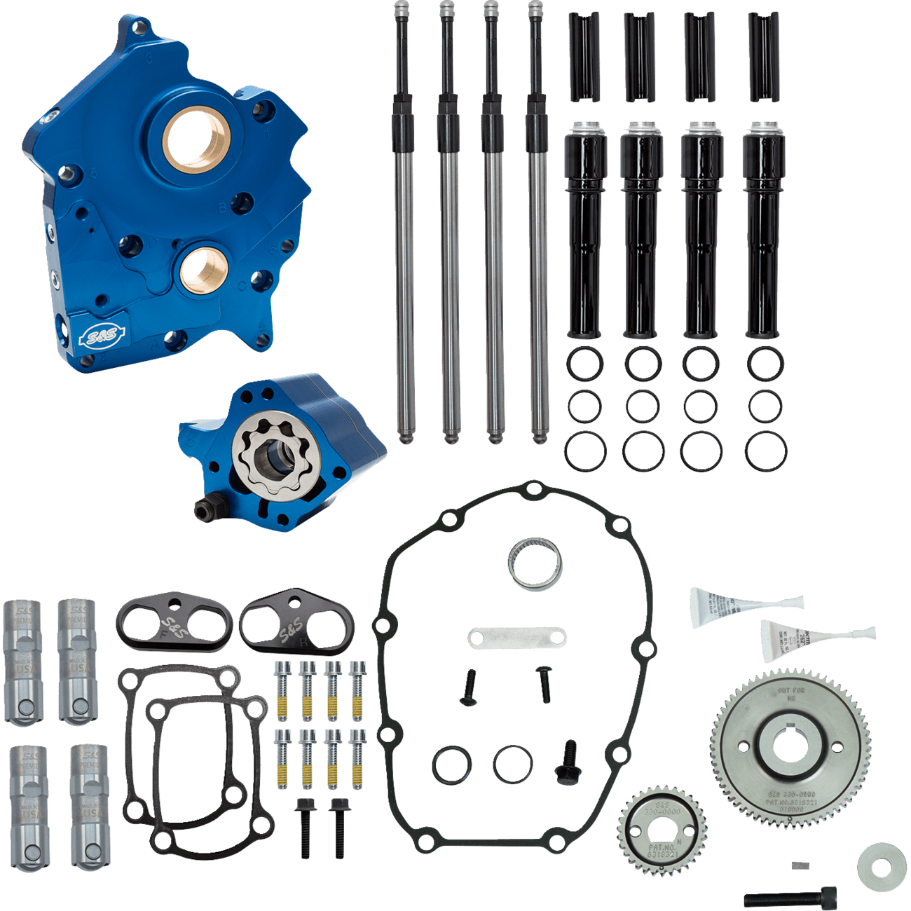 S&S CYCLE Cam Chest Kit without Cams Gear Drive Oil Cooled Black Pushrods M8 3101258