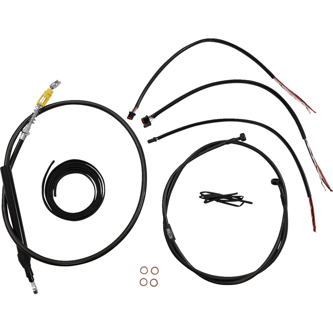 LA CHOPPERS Handlebar Cable/Brake Line Kit Quick Connect Complete 18" 20" Handlebars Midnight LA8156KT219M