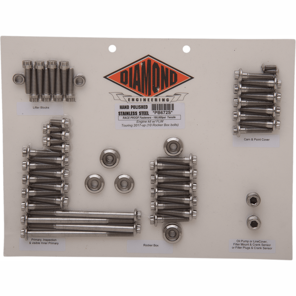 DIAMOND ENGINEERING Fastener Kit Engine/Rocker Box 12-Point Flange Touring PB672S