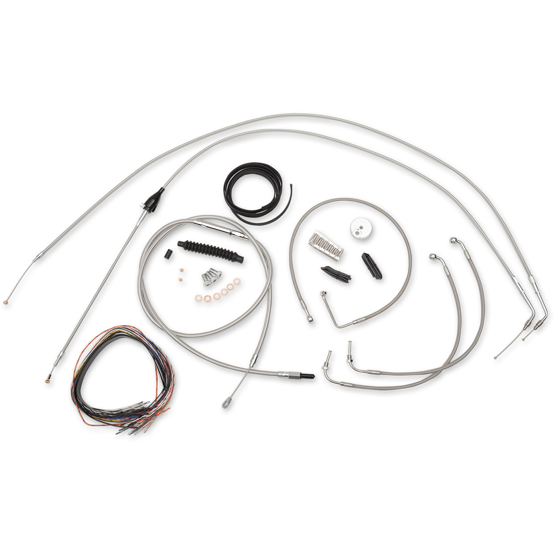 LA CHOPPERS Handlebar Cable/Brake Line Kit Complete 15" 17" Handlebars Stainless LA8005KT2A16