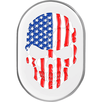 FIGURATI DESIGNS Antenna Cover Left Rear Fender American Flag Skull Chrome