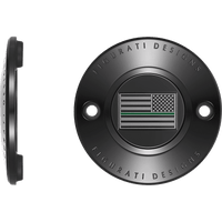 FIGURATI DESIGNS Timing Cover 2 Hole Green Line American Flag Black FD72TC2HBLK