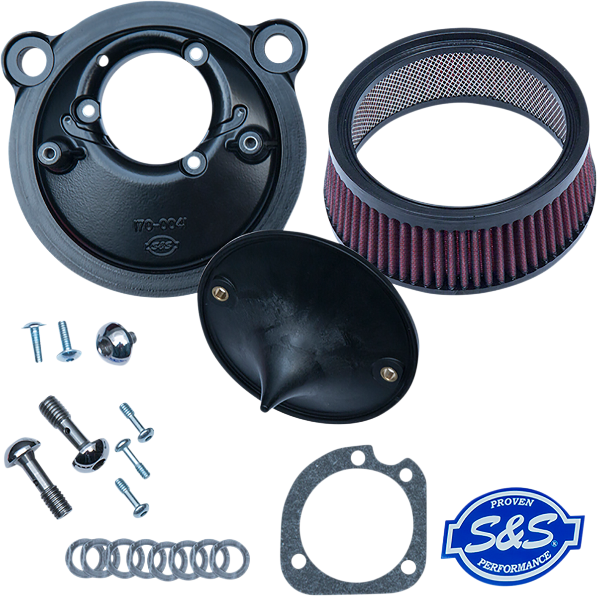 S&S CYCLE Super Stock™ Stealth Air Cleaner Kit Black 1700302E