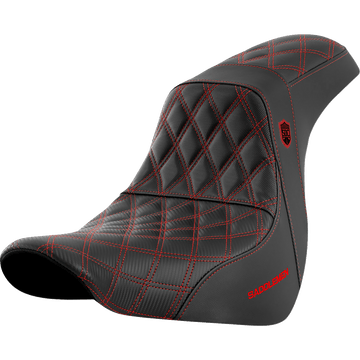 SADDLEMEN Pro Series SDC Performance Seat without Backrest Red Stitch FL/FX '18-'20 SC81829RED