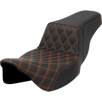 SADDLEMEN Step-Up Seat Front Lattice Stitch Orange Stitch Extended Reach FLH/FLT '08-'23 A80807E172ORA