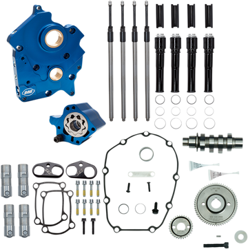 S&S CYCLE Cam Chest Kit with Plate Gear Drive Water Cooled 465 Cam Black Pushrods M8 3101009A