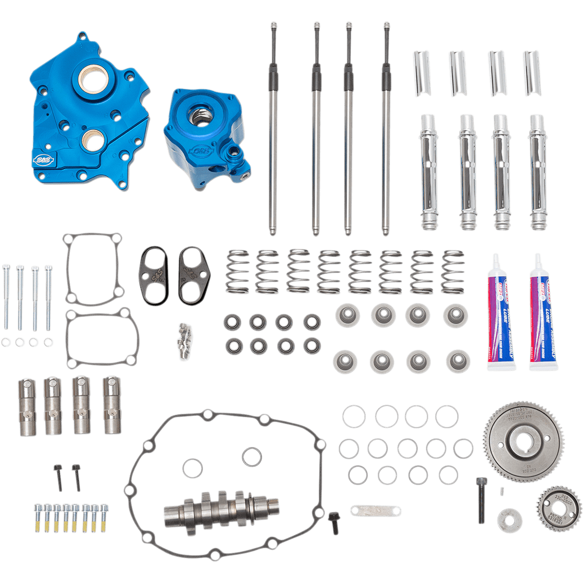 S&S CYCLE Cam Chest Kit with Plate Gear Drive Oil Cooled 550 Cam Chrome Pushrods M8 3101083A