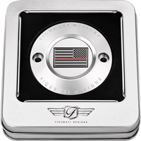 FIGURATI DESIGNS Timing Cover 2 Hole Red Line American Flag Stainless Steel FD73TC2HSS