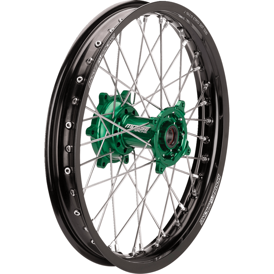 MOOSE RACING Wheel Assembly SX-1 Complete Rear Black Wheel/Green Hub 18x2.15 KR21518BKGN