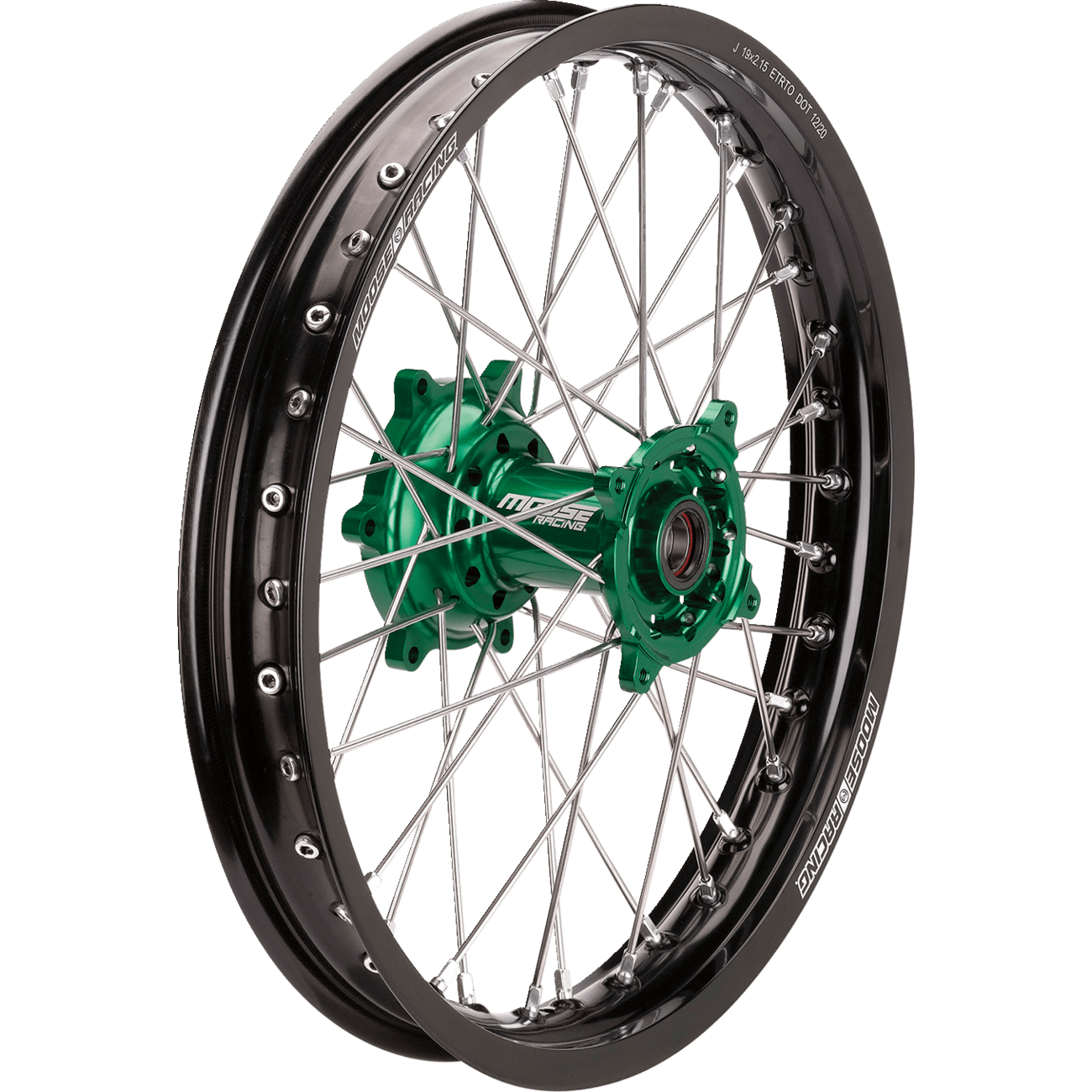 MOOSE RACING Wheel Assembly SX-1 Complete Rear Black Wheel/Green Hub 18x2.15 KR21518BKGN