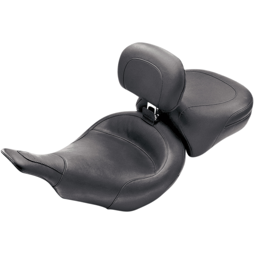 MUSTANG Wide Solo Seat With Backrest Black Smooth FLT '97-'07 79127