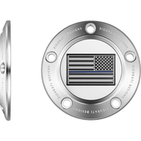 FIGURATI DESIGNS Timing Cover 5 Hole Blue Line American Flag Stainless Steel FD70TC5HSS