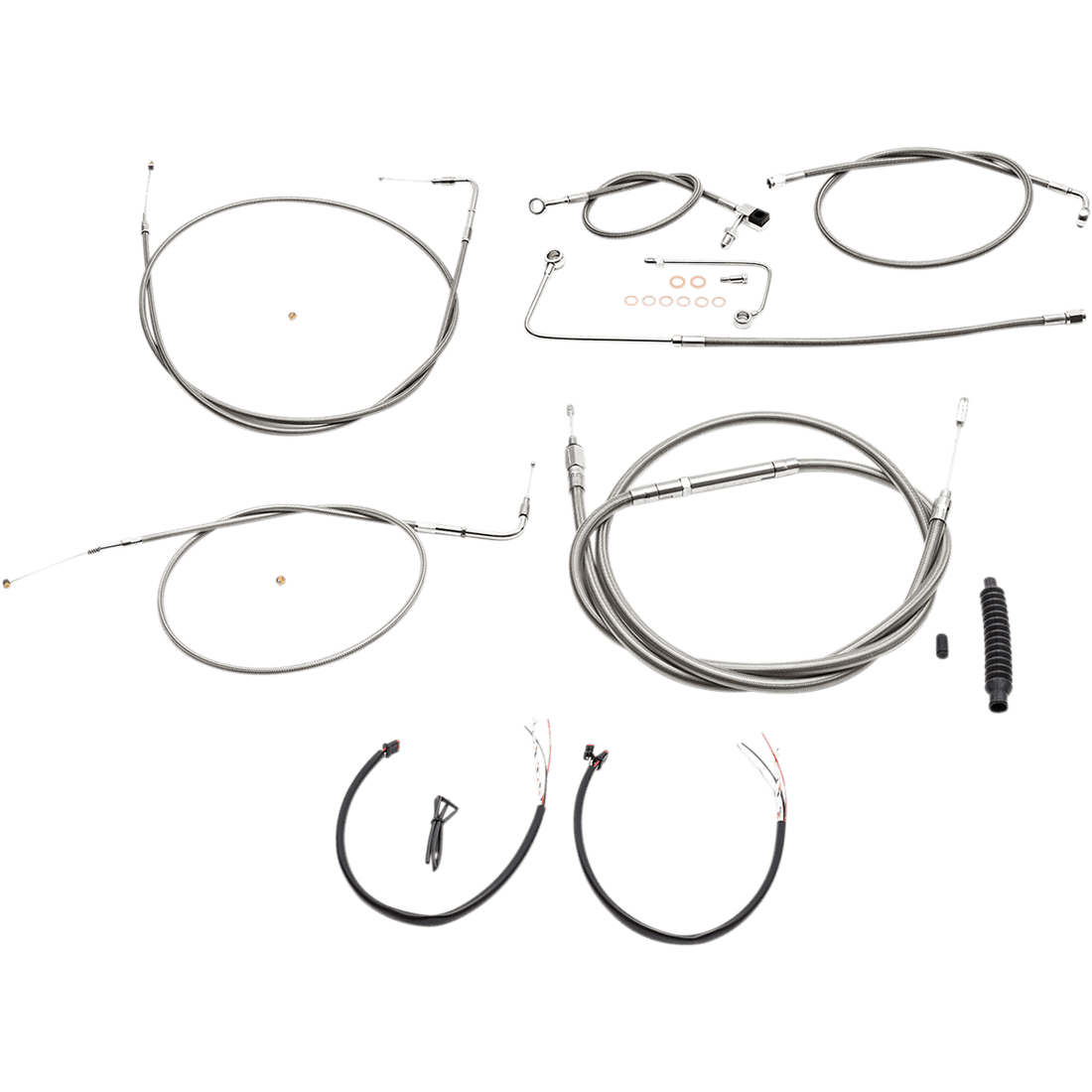 LA CHOPPERS Handlebar Cable/Brake Line Kit Complete 12" 14" Handlebars Stainless LA8151KT2A13