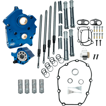 S&S CYCLE Cam Chest Kit without Cams Chain Drive Oil Cooled Chrome Pushrods M8 3101263