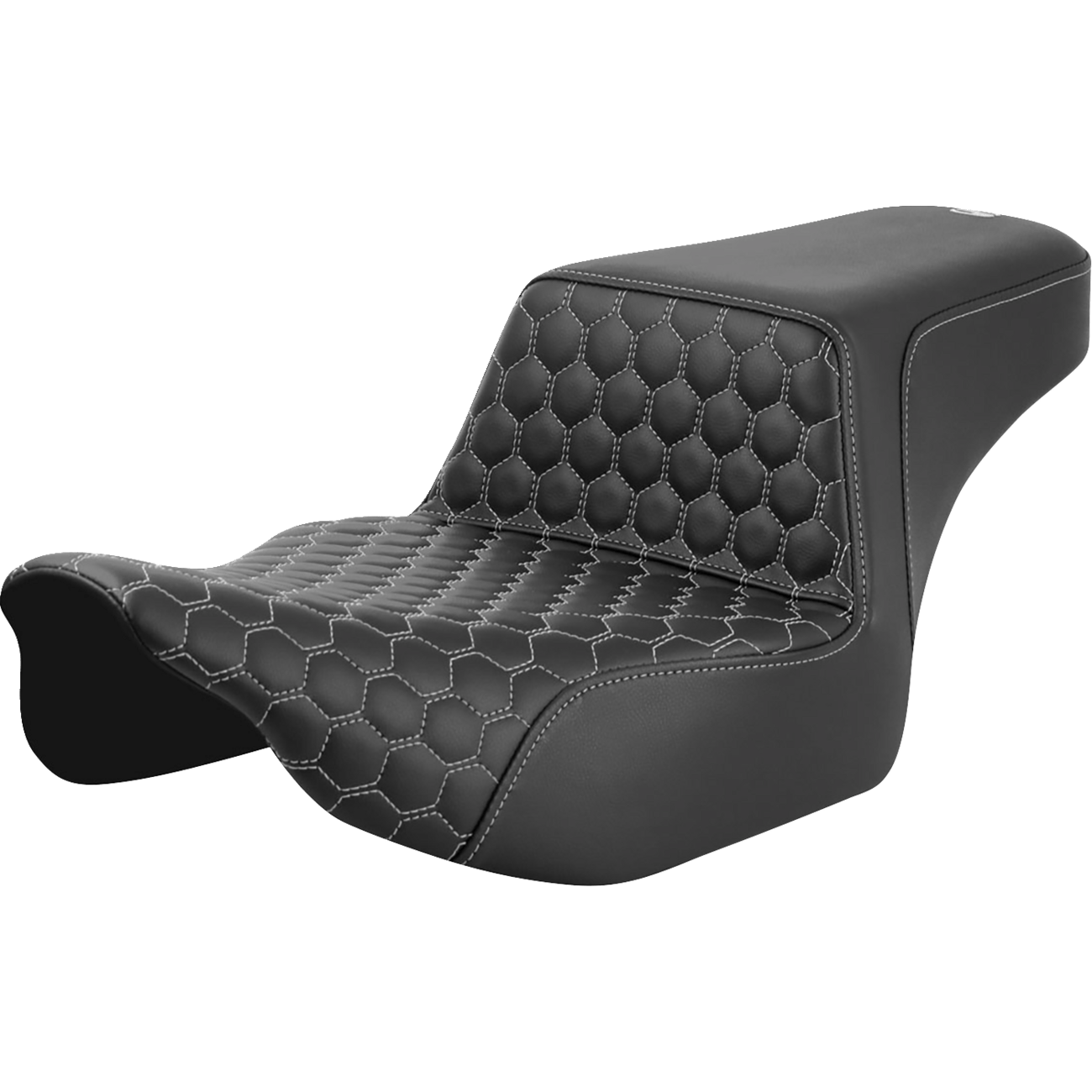 SADDLEMEN Step-Up Seat Extended Reach Front Honeycomb Silver Stitch FL '23-'24