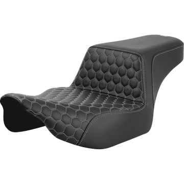 SADDLEMEN Step-Up Seat Extended Reach Front Honeycomb Silver Stitch FL '23-'24