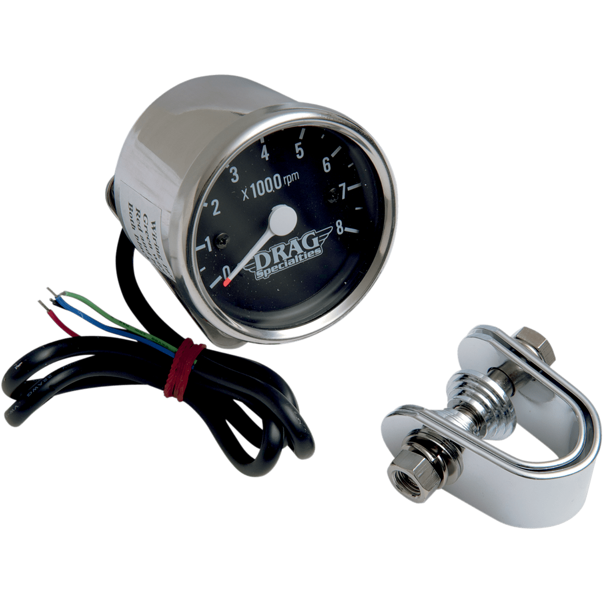 DRAG SPECIALTIES 2.4" Mini Electronic 8000 RPM Tachometer Chrome Housing Black Face