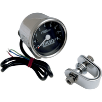 DRAG SPECIALTIES 2.4" Mini Electronic 8000 RPM Tachometer Chrome Housing Black Face