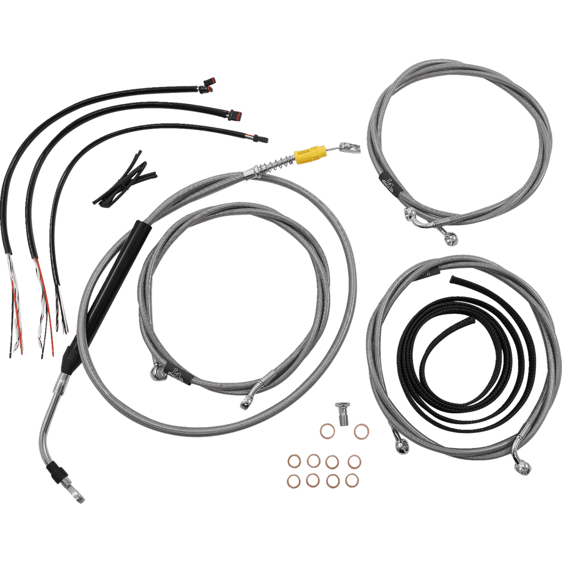 LA CHOPPERS Handlebar Cable/Brake Line Kit Complete 15" 17" Handlebars Stainless LA8056KT216