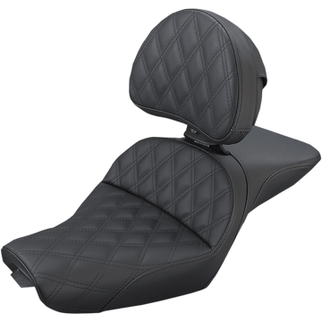 SADDLEMEN Explorer Seat With Backrest Lattice Stitched Black XL '04-'20 80703030LS