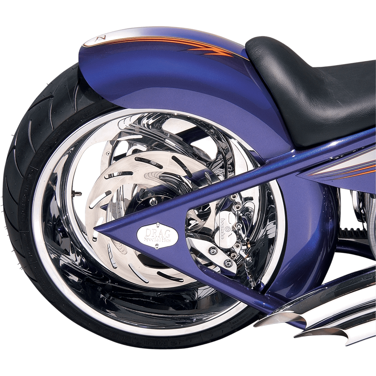 RUSS WERNIMONT DESIGNS Custom Rear Fender for Rigid Frames Left-Side Drive 11" W x 36.5" L 380309