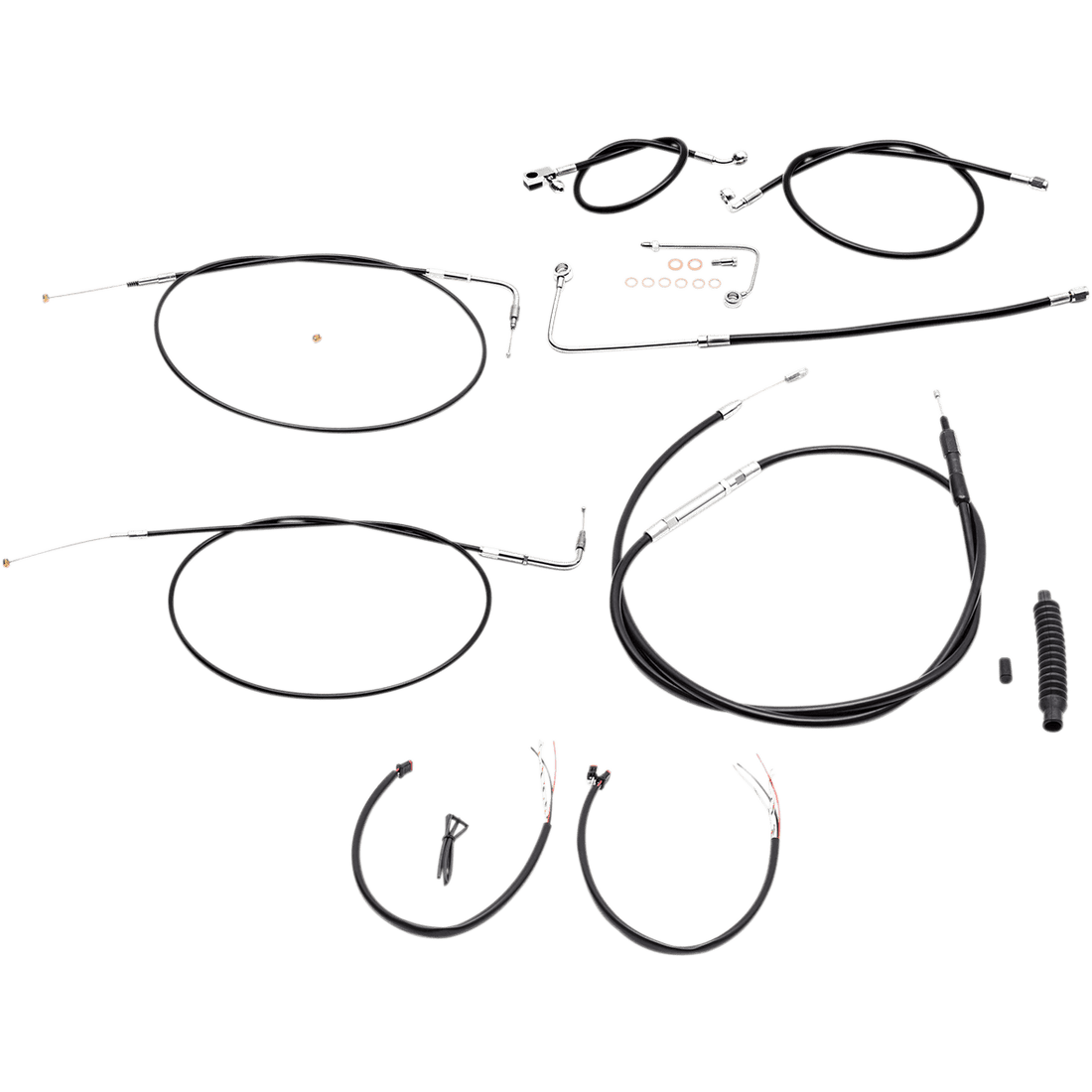 LA CHOPPERS Handlebar Cable/Brake Line Kit Complete 12" 14" Handlebars Black Vinyl LA8151KT2A13B