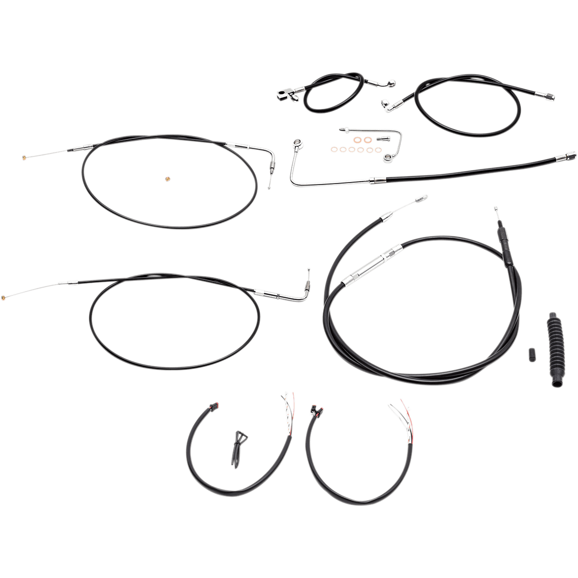 LA CHOPPERS Handlebar Cable/Brake Line Kit Complete 12" 14" Handlebars Black Vinyl LA8151KT2A13B