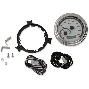 DAKOTA DIGITAL MXV Series Fatbob Analog/Digital Gauge System White/Gray/Chrome MVX2004WGC