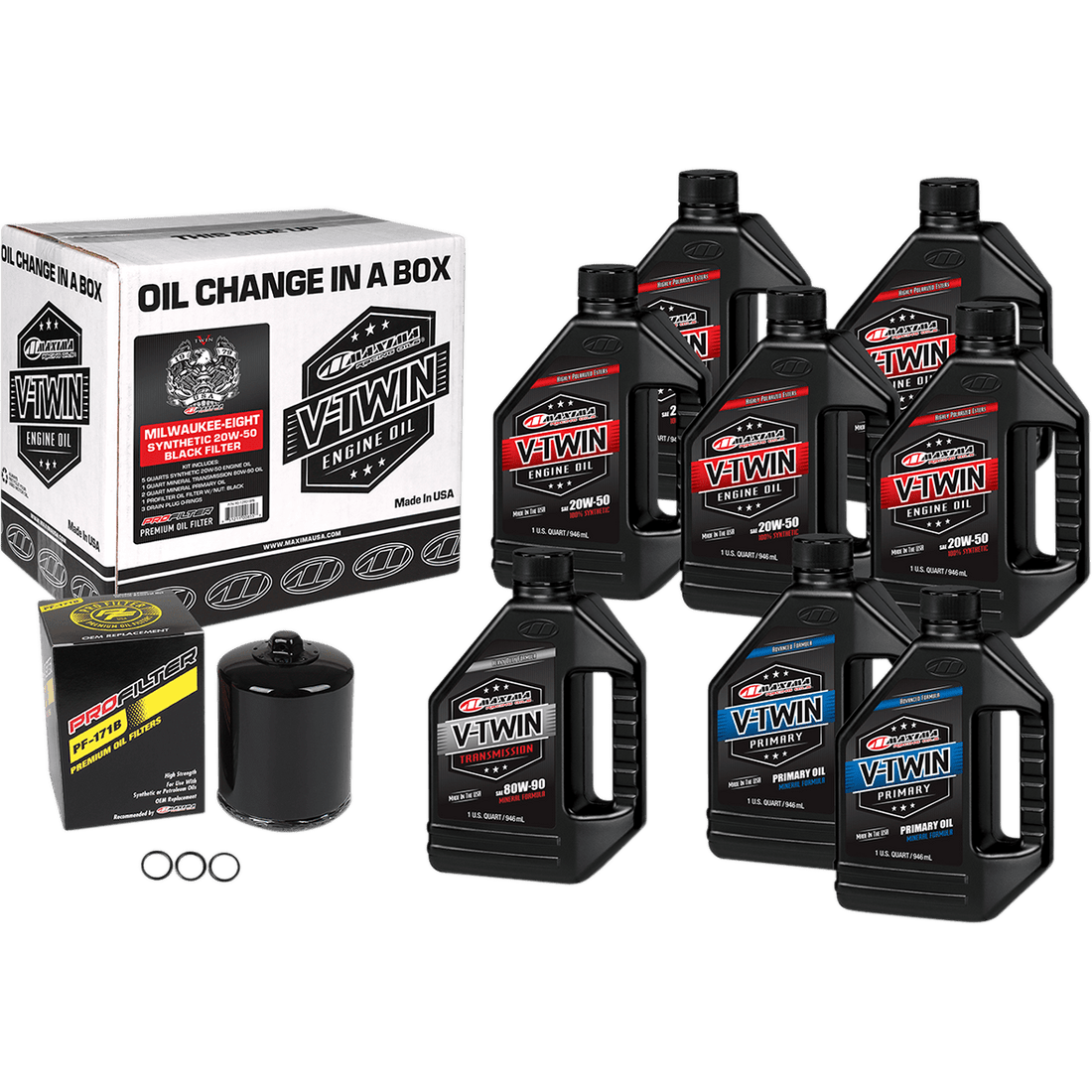 MAXIMA RACING OIL M8 Synthetic 20W-50 Oil Change Kit Black Filter 90129018PB