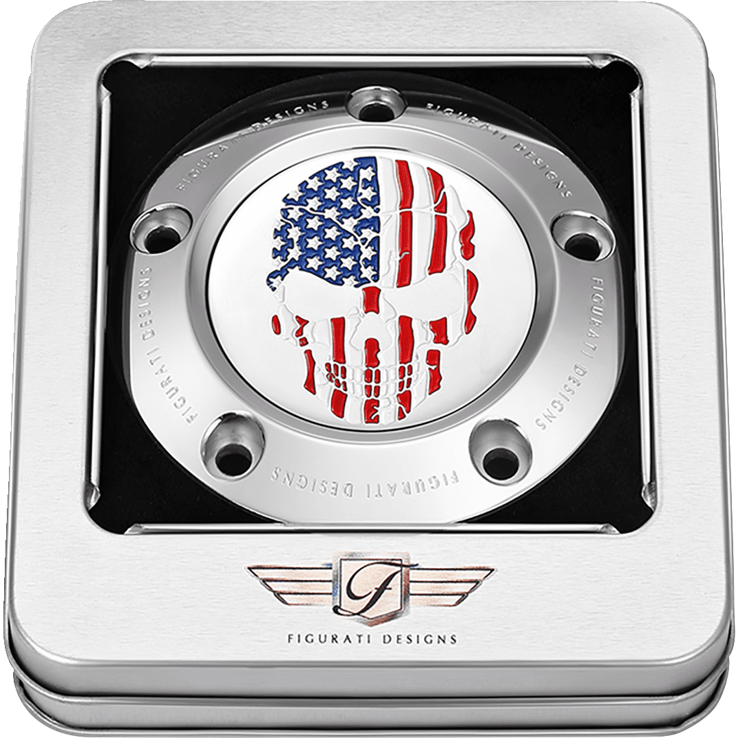 FIGURATI DESIGNS Timing Cover 5 Hole Skull Stainless Steel FD24TC5HSS