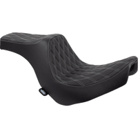 DRAG SPECIALTIES Predator III Seat Double Diamond Black w/ Silver Stitching FL/FX '18-'22