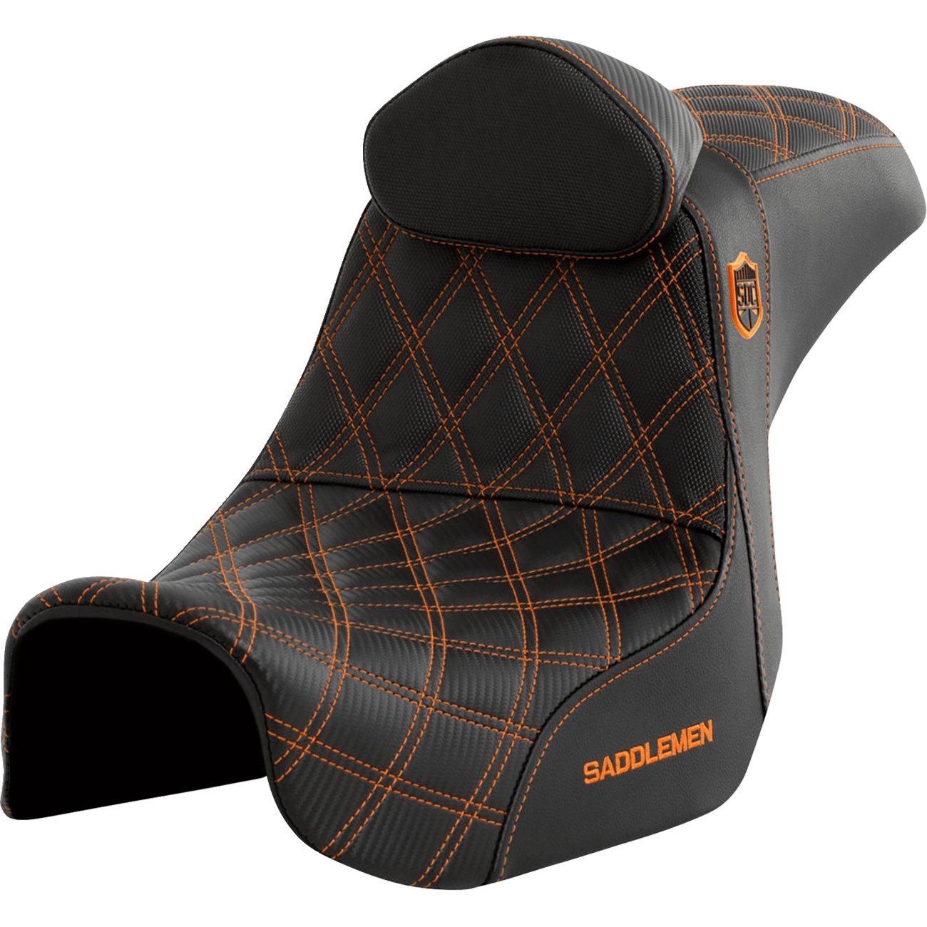 SADDLEMEN Pro Series SDC Performance Seat with Backrest Orange Stitch Dyna '06-'17 SC80604ORART