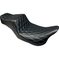 LE PERA Tailwhip Seat Double Diamond w/ Blue Thread Black FLH/FLT '08-'24 LK587DDBLUE