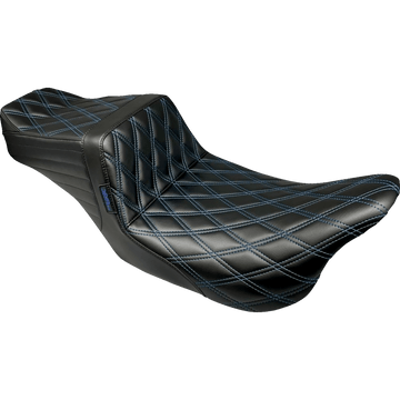 LE PERA Tailwhip Seat Double Diamond w/ Blue Thread Black FLH/FLT '08-'24 LK587DDBLUE