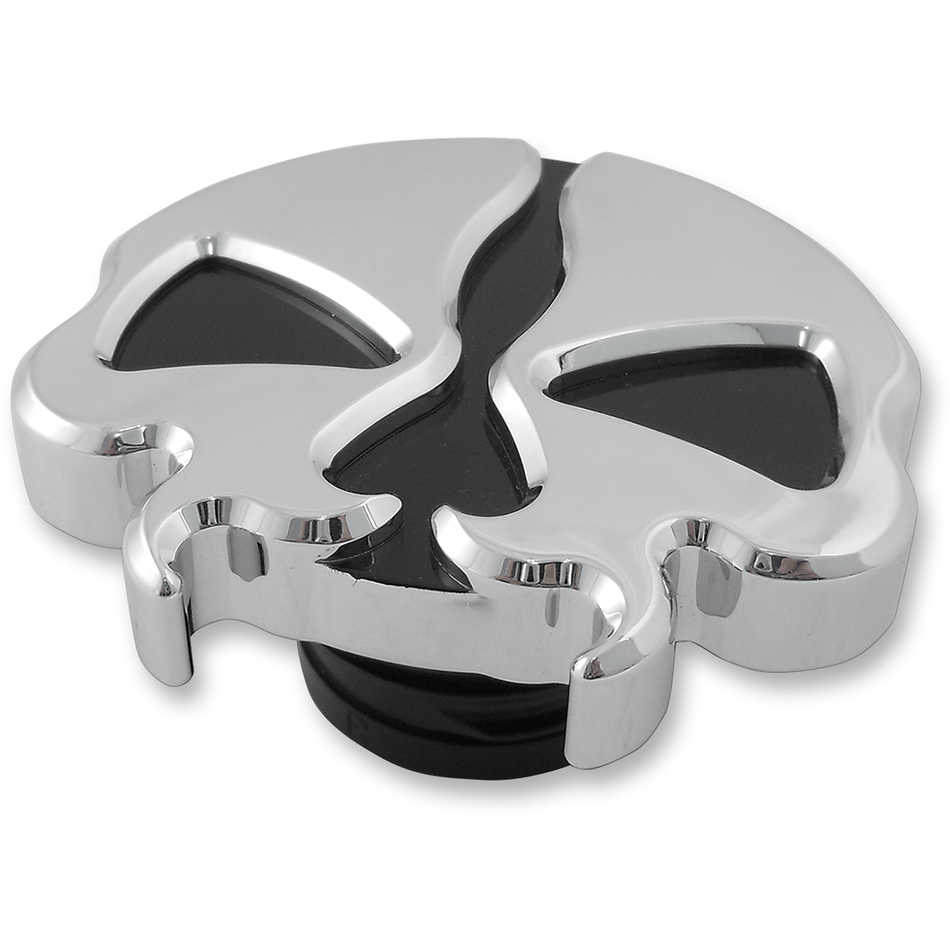 DRAG SPECIALTIES Gas Cap Non-Vented Split Skull Chrome