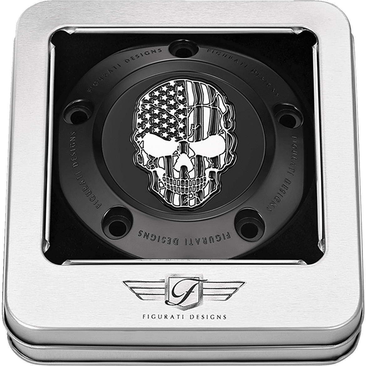 FIGURATI DESIGNS Timing Cover 5 Hole Skull Contrast Cut Black FD28TC5HBLK