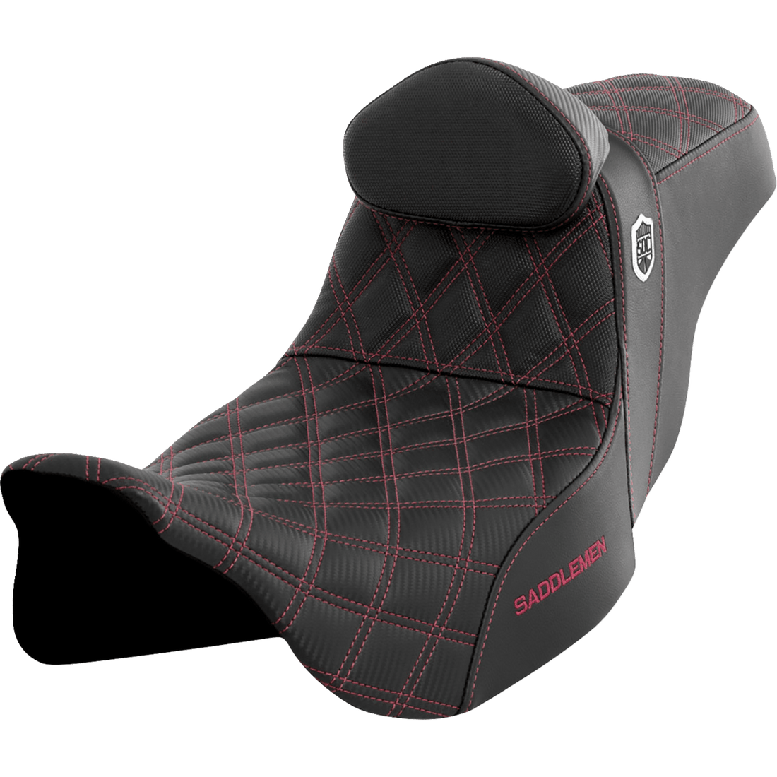 SADDLEMEN Pro Series SDC Performance Seat with Backrest Wine Berry Stitch FLH/FLT '08-'23 SC80807WINRT