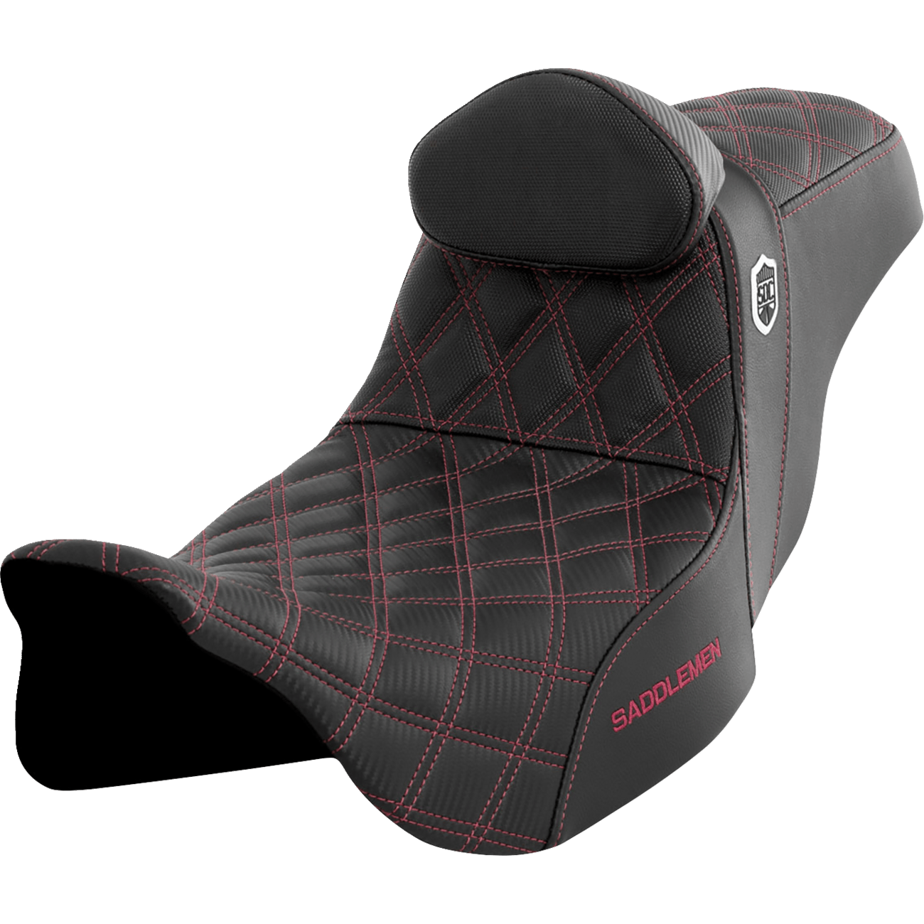 SADDLEMEN Pro Series SDC Performance Seat with Backrest Wine Berry Stitch FLH/FLT '08-'23 SC80807WINRT