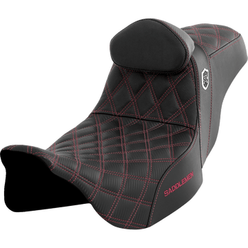 SADDLEMEN Pro Series SDC Performance Seat with Backrest Wine Berry Stitch FLH/FLT '08-'23 SC80807WINRT