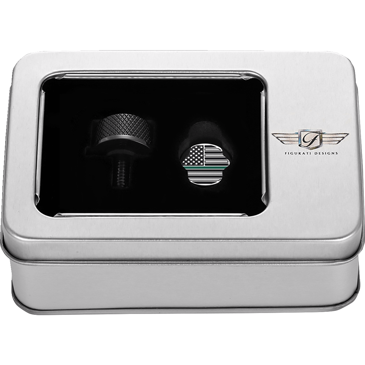 FIGURATI DESIGNS Seat Mounting Knob Black Green Line American Flag