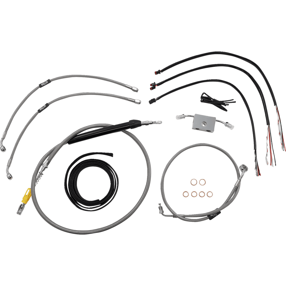 LA CHOPPERS Handlebar Cable/Brake Line Kit Quick Connect Complete 15" 17" Handlebars Stainless LA8157KT216